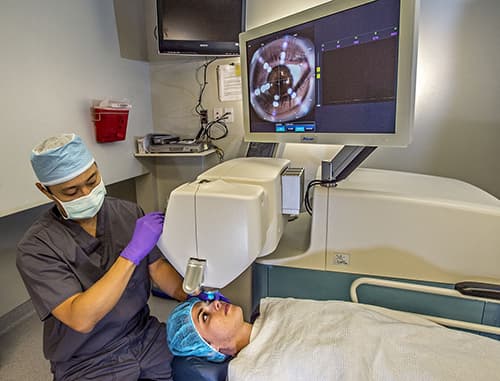 Doctor performing cataract surgery