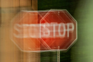 Blurry stop sign