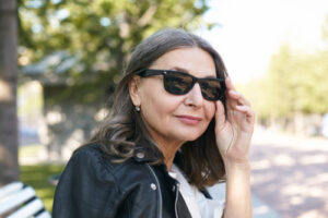 Older woman wearing glasses