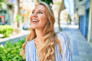 Woman outside in the sun